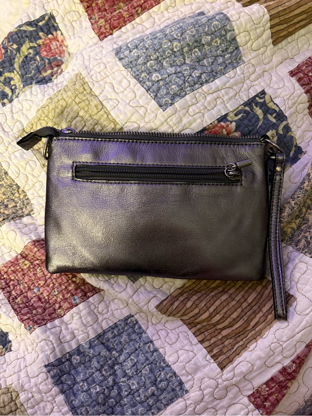 The Sak Metallic Pewter Wristlet Clutch